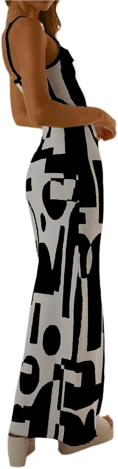 Sexy Knit Bodycon Dress for Women Sleeveless Spaghetti Strap Cut Out Maxi Dress Backless Y2K Summer Beach Dresses