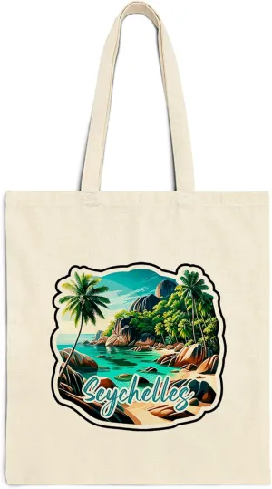 Seychelles Cotton Tote Bag for Women Men Casual Tote Bag Cloth Canvas Shopping Bags with Handles Cute Bags Everyday Use 15" x 16" Aesthetic Gift ID44997