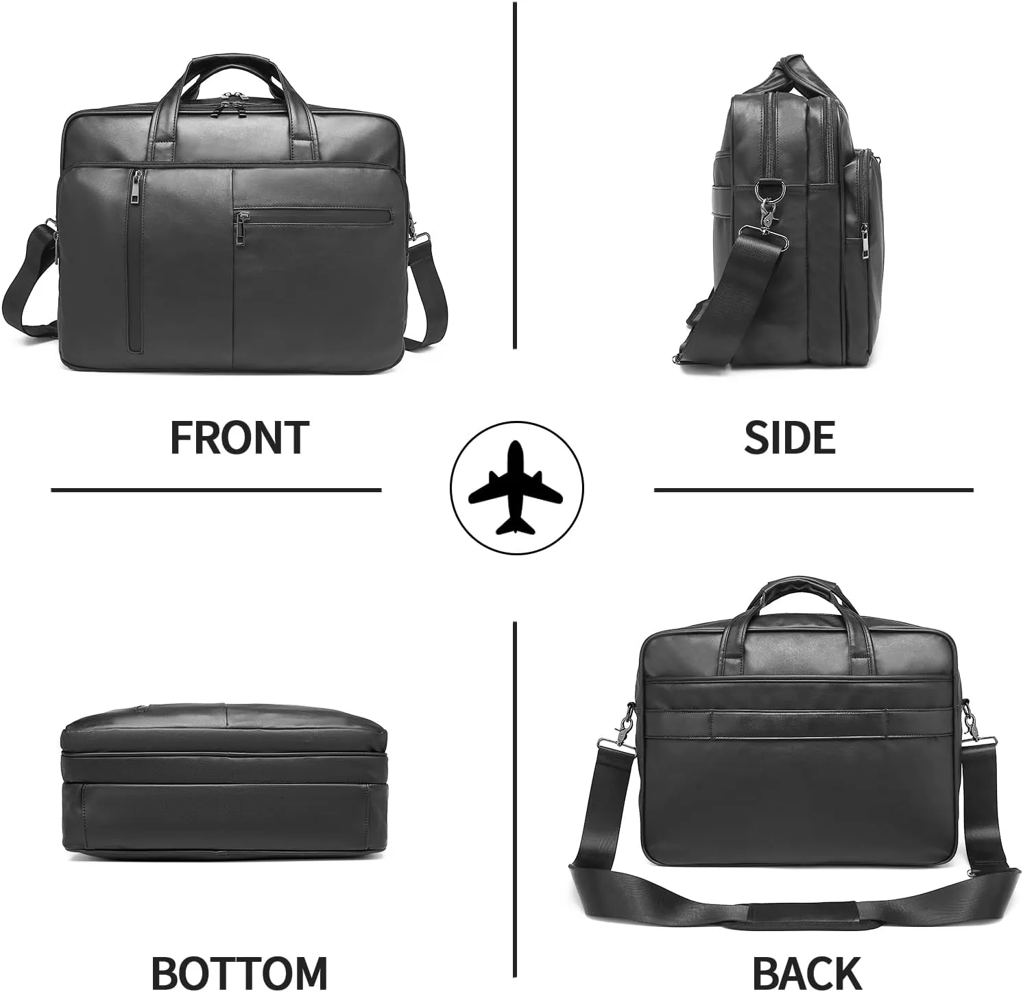 seyfocnia Men's Leather Messenger Laptop Bag, Faux Leather Handbag for Adults