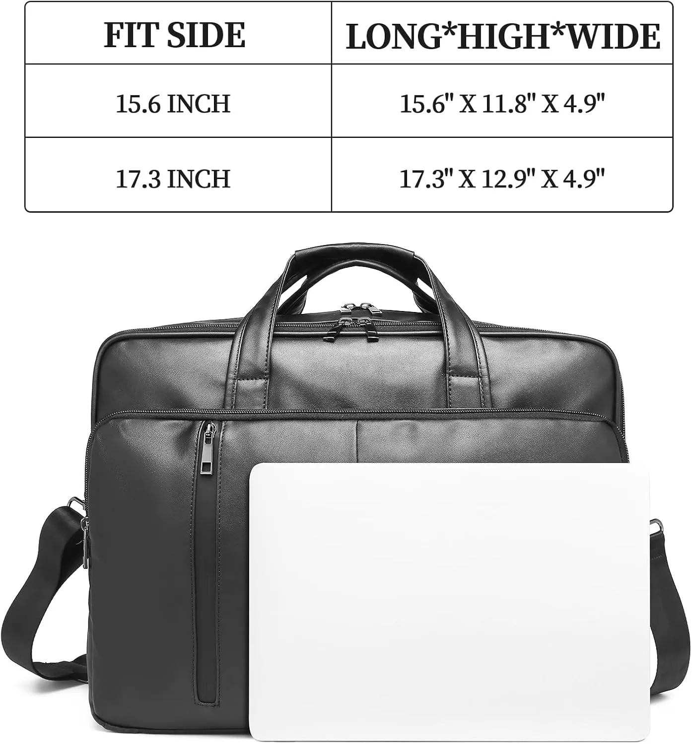 seyfocnia Men's Leather Messenger Laptop Bag, Faux Leather Handbag for Adults