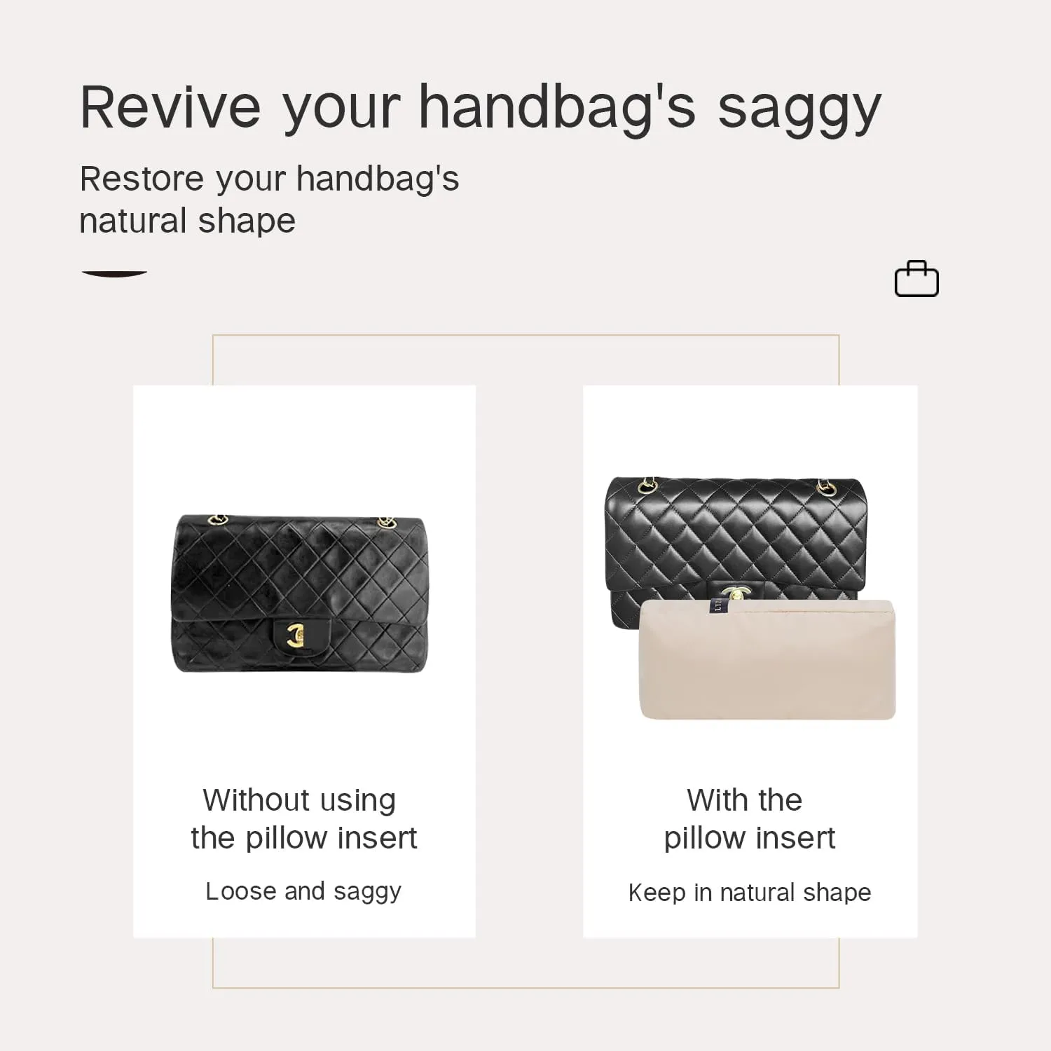 Shaper for CF 25 Medium Bag, Velvet Bag Pillow Shapers for Luxury Purse, Superior Resilience, Exclusively for Classic Flap Medium 25