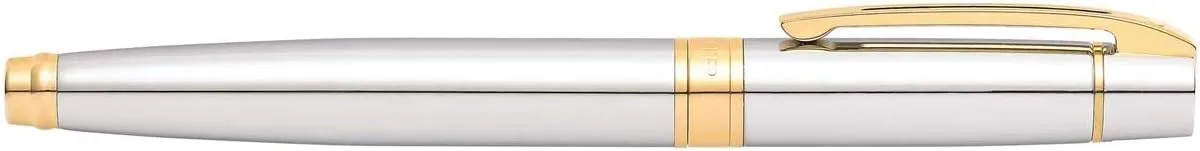 Sheaffer 300 Chrome Fountain Pen with Gold Tone Trim and Medium Nib