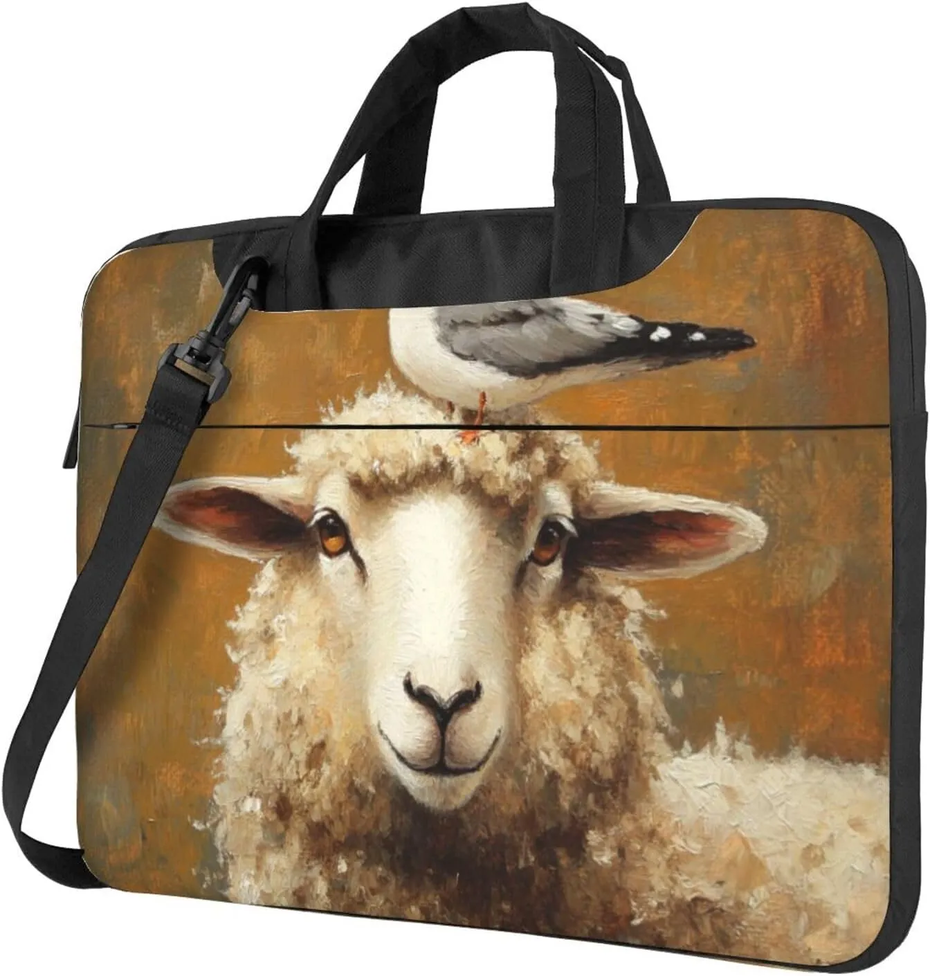 Sheep with an Elegant Sea Gull Laptop Bag Laptop Case 15.6 Inch Computer Bags Padded Sleeve Cover for Women Men