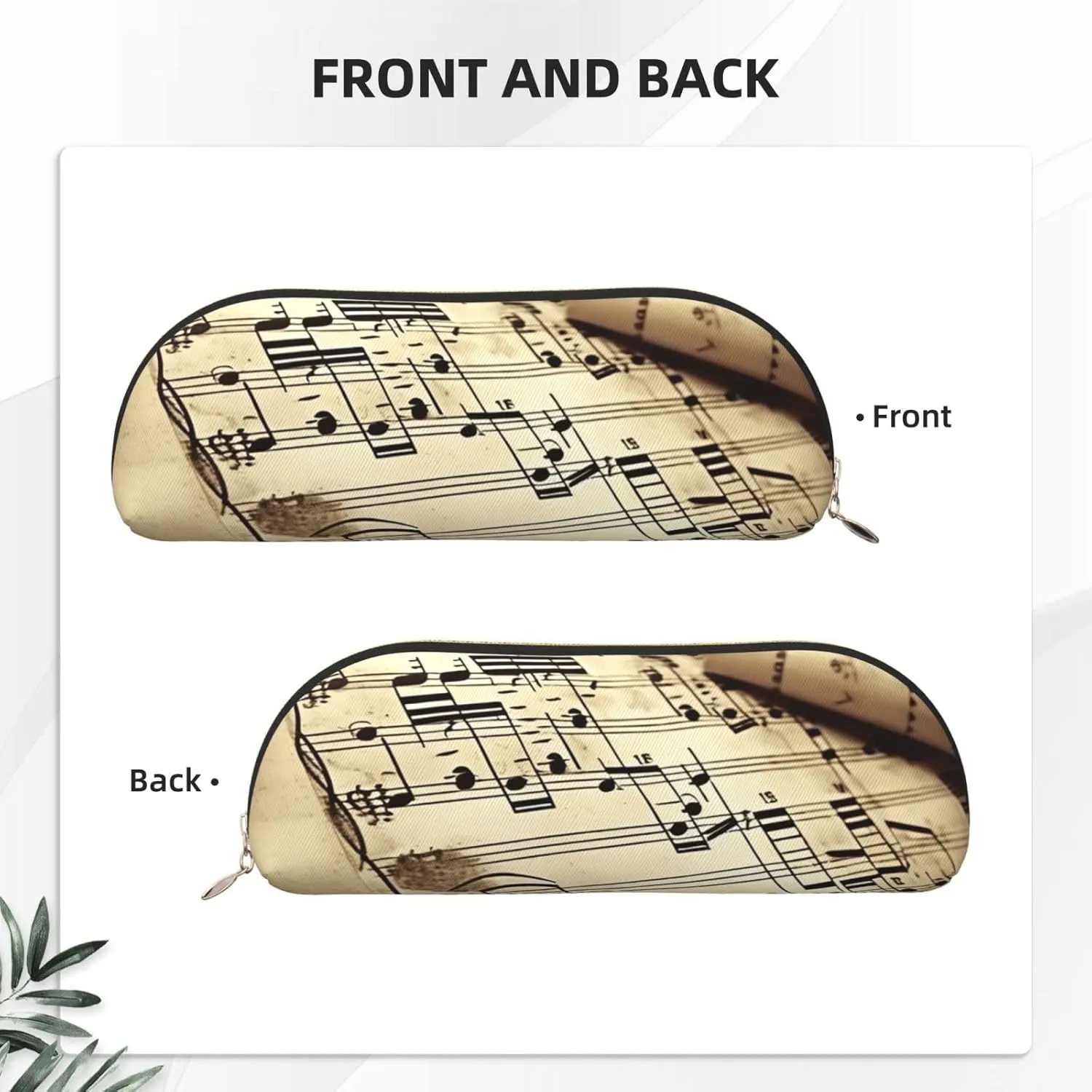 Sheet music Makeup Bag for Women Men Large Pencil Case Aesthetic Pencil Pouch Coin Pouch Leather Cosmetic Bag with Zipper Office Organizer Travel Essentials