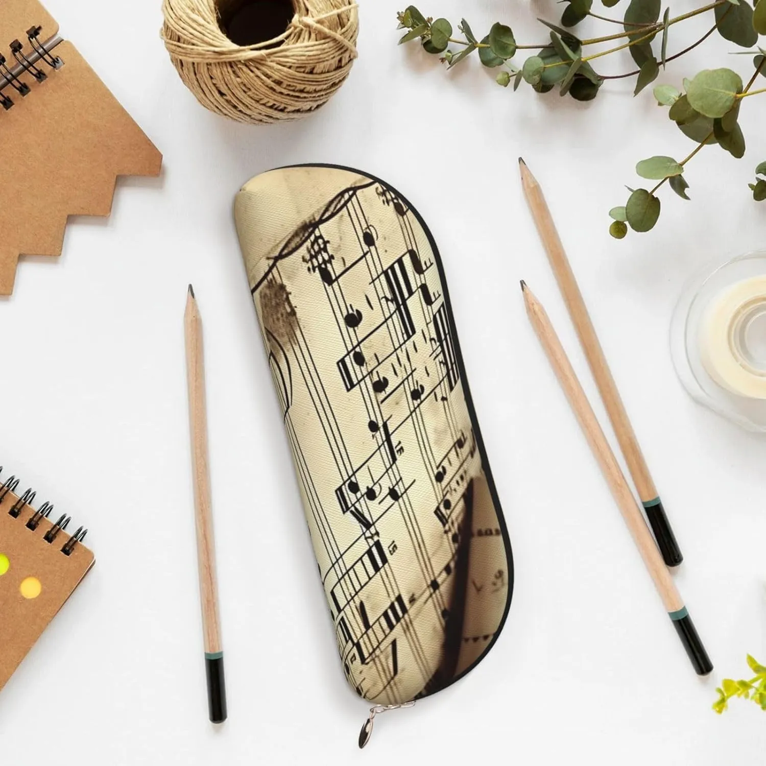 Sheet music Makeup Bag for Women Men Large Pencil Case Aesthetic Pencil Pouch Coin Pouch Leather Cosmetic Bag with Zipper Office Organizer Travel Essentials