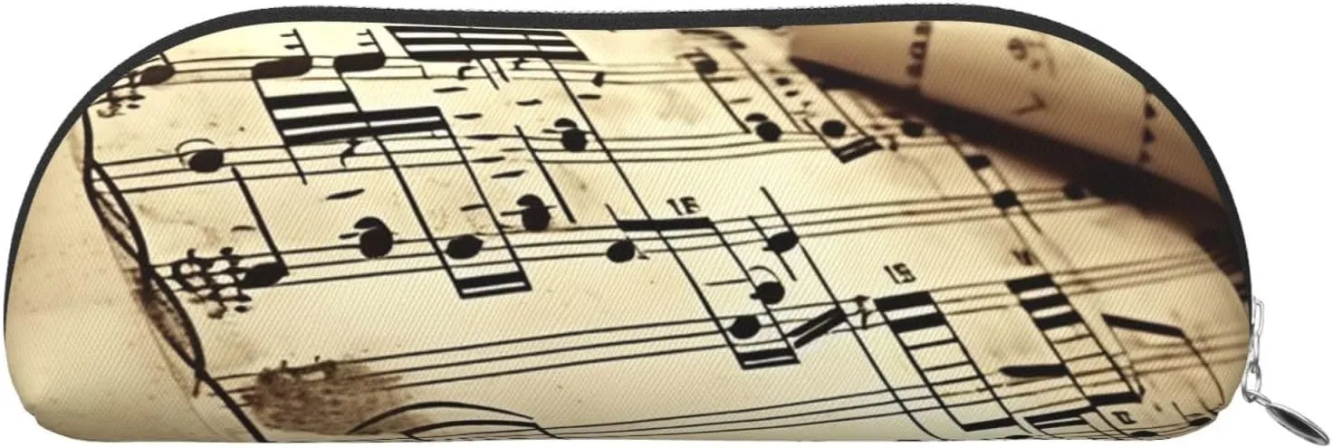 Sheet music Makeup Bag for Women Men Large Pencil Case Aesthetic Pencil Pouch Coin Pouch Leather Cosmetic Bag with Zipper Office Organizer Travel Essentials