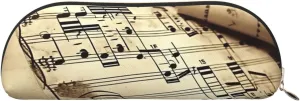Sheet music Makeup Bag for Women Men Large Pencil Case Aesthetic Pencil Pouch Coin Pouch Leather Cosmetic Bag with Zipper Office Organizer Travel Essentials