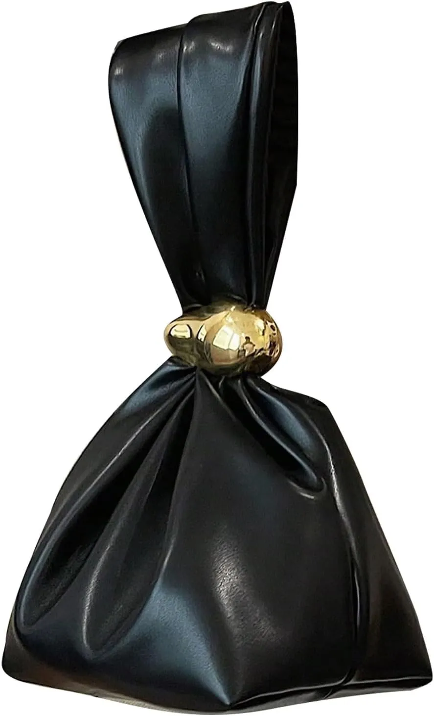 SHENHE Women's Faux Leather Knot Clutch Purse Top Handle Metal Wristlet Pouch Handbag