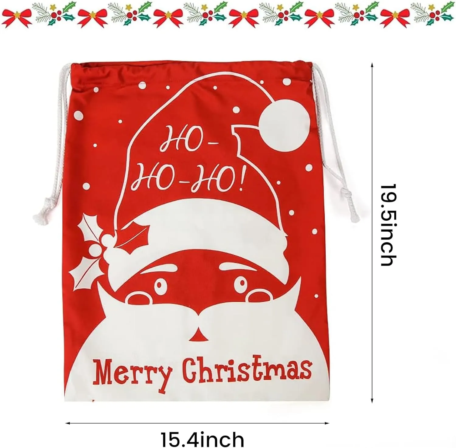 Shindel 2PCS Christmas Santa Sack, Christmas Canvas Gift Bag with Drawstring Santa Sack Canvas Bag, 20x15.9 inches