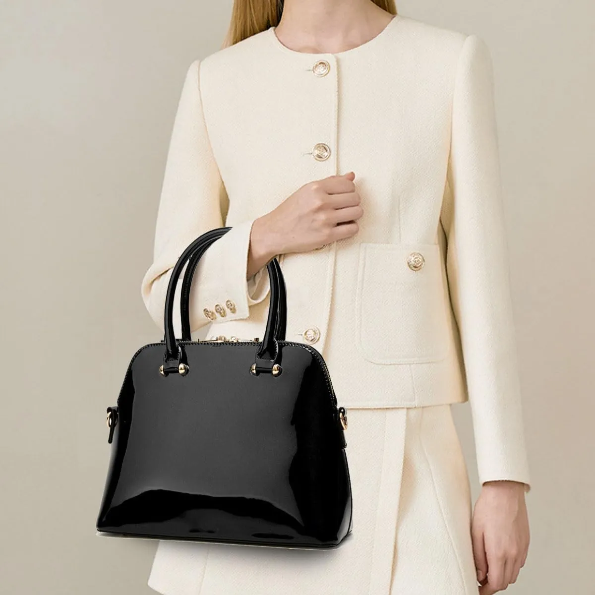 Shiny Patent Leather Handbags and Purses for Women Glossy Shell Shoulder Bag Top Handle Totes Evening Party Satchel