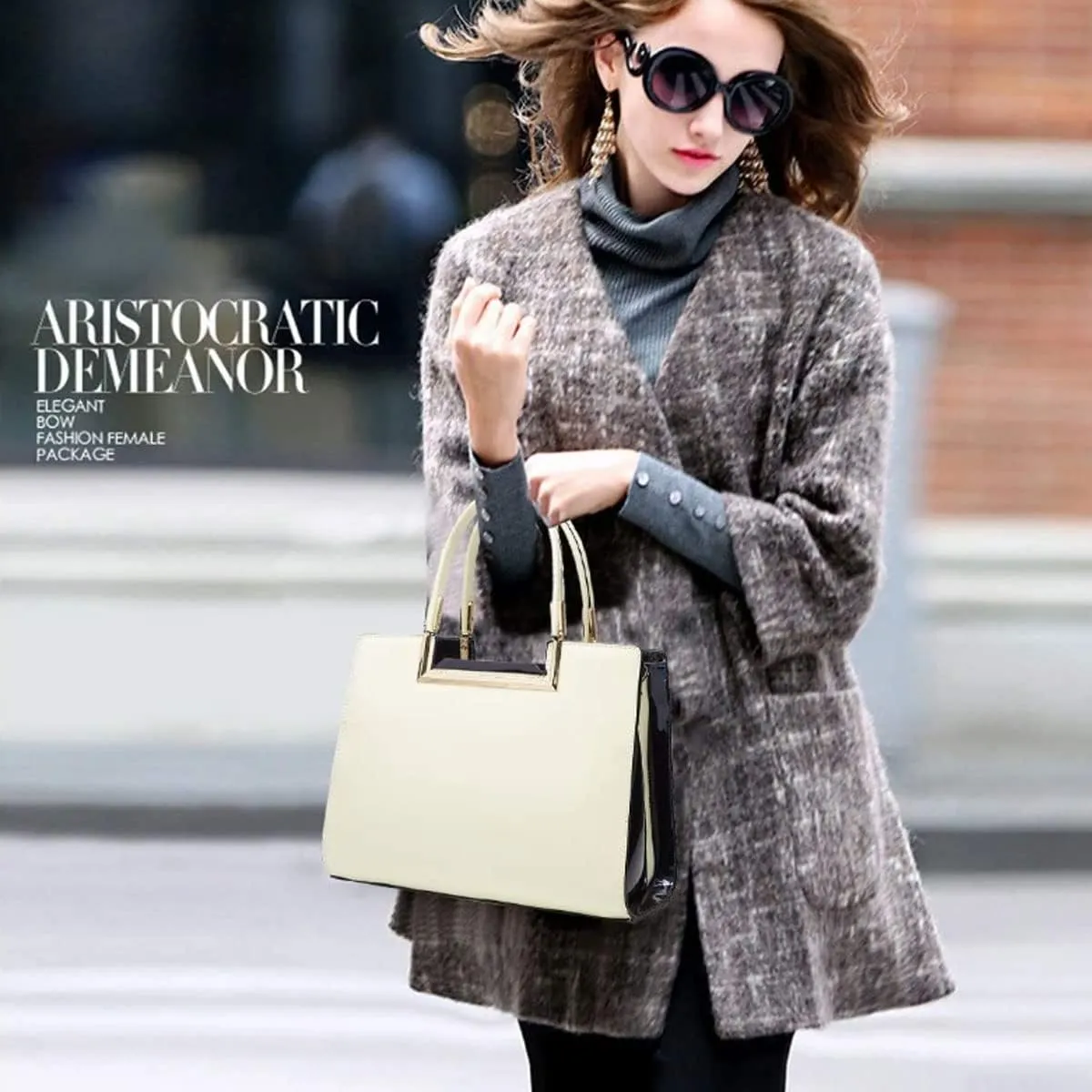 Shiny Patent Leather Handbags Glossy Shoulder Bags Fashion Satchel Purses Party Totes Top Handle Bags for Women