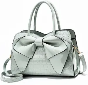 Shiny Women Handbag Patent Leather Bowknot Purse Charm Glossy Top-Handle Satchel Tote Fashion Shoulder Bag for women (Green)