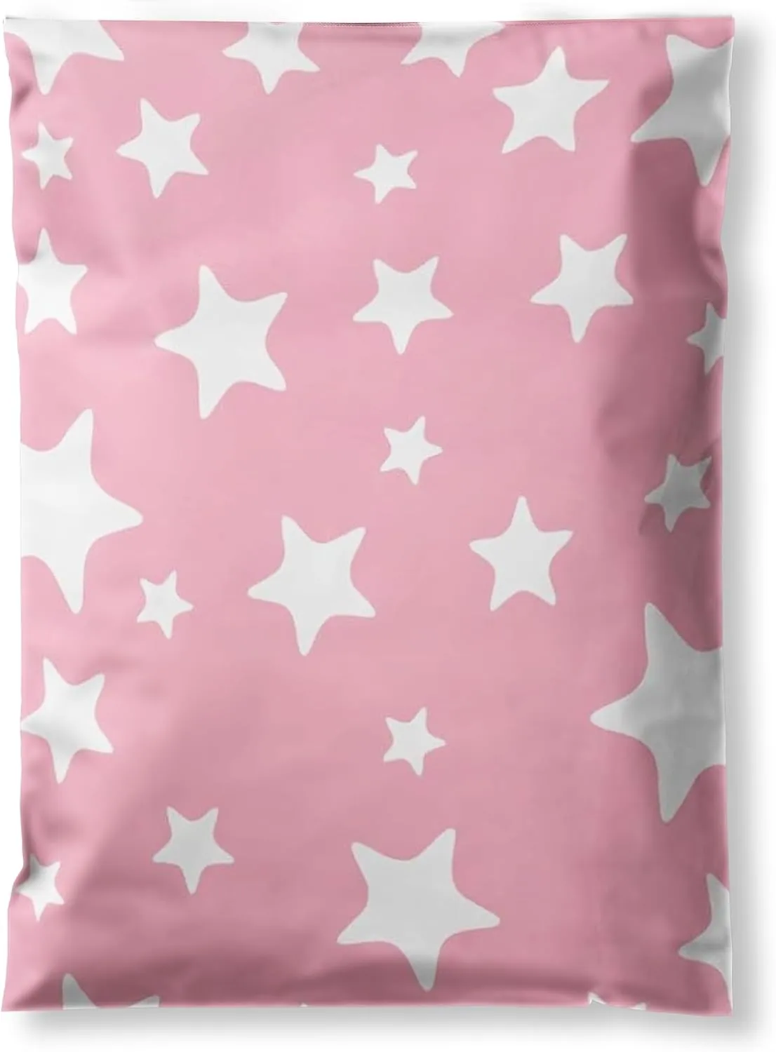 Shop4Mailers 10 x 13 Glossy Light Pink and White Stars Decorative Plastic Poly Mailer Bags Waterproof Shipping Mailing Envelope 2 Mil – Permanent Adhesive Seal (300 Pack, L. Pink)