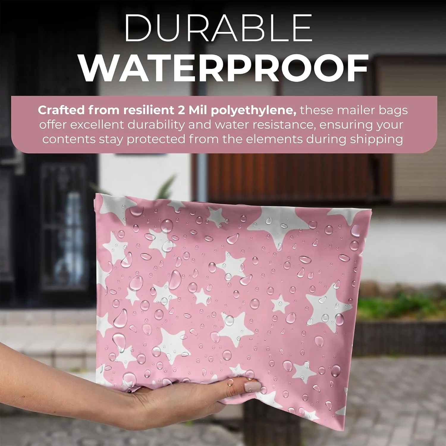Shop4Mailers 10 x 13 Glossy Light Pink and White Stars Decorative Plastic Poly Mailer Bags Waterproof Shipping Mailing Envelope 2 Mil – Permanent Adhesive Seal (300 Pack, L. Pink)
