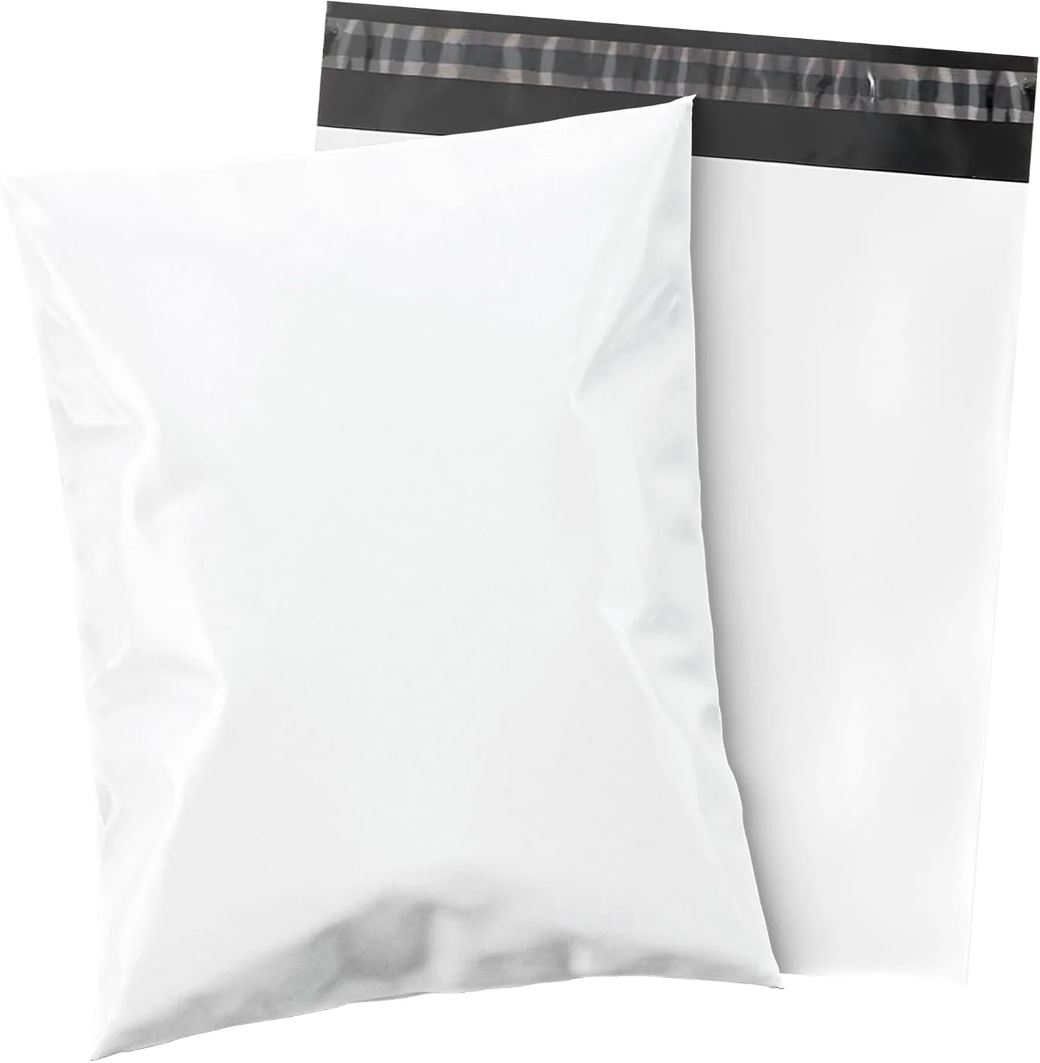 Shop4Mailers 10 x 13 Glossy White Plastic Self Seal Poly Mailer Flat Bags Waterproof Shipping Envelope 2.17 Mil for Apparel, Clothes, Shirts, Books – Permanent Adhesive Seal (100 Pack)