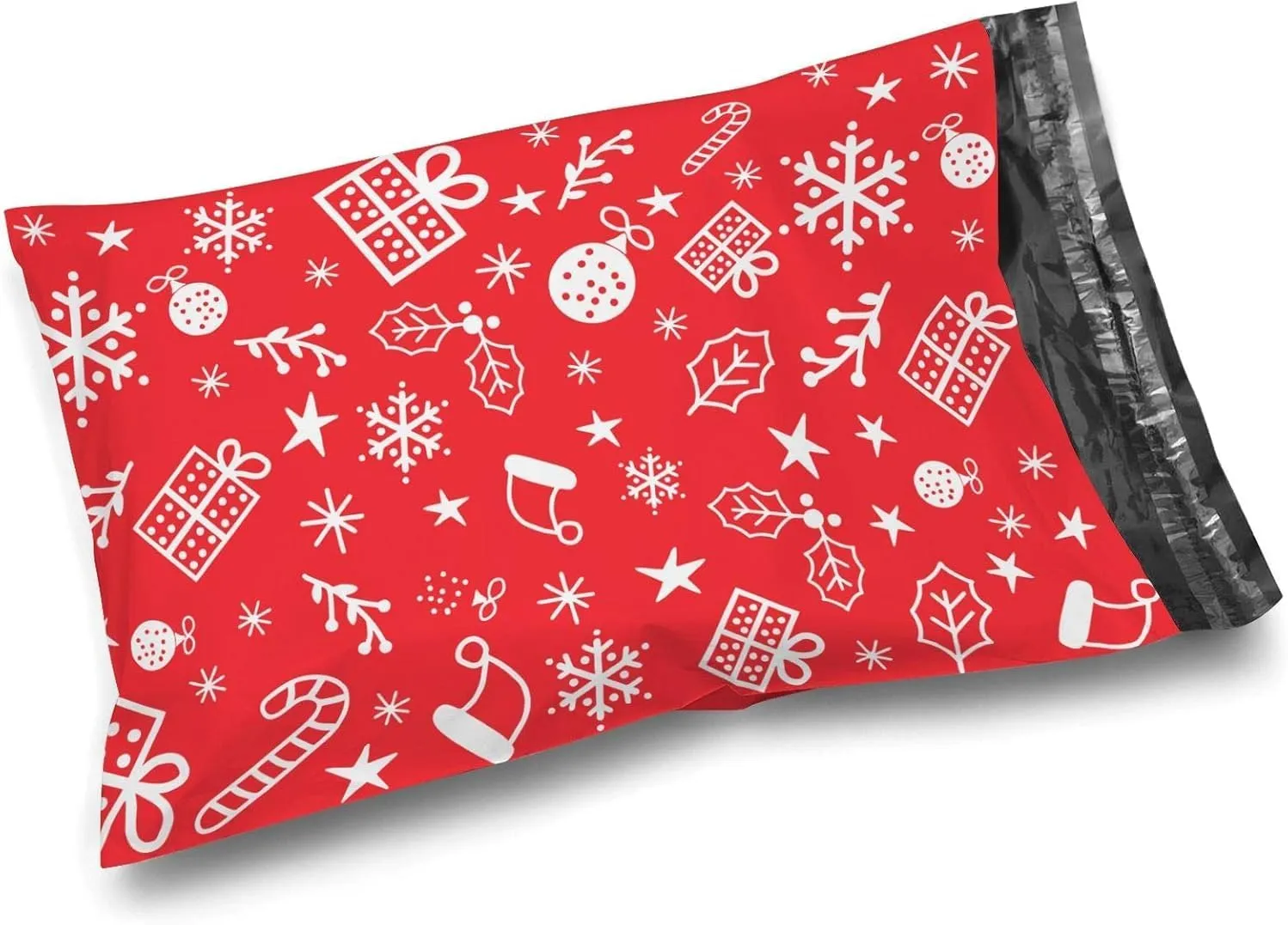 Shop4Mailers 10 x 13 Red Christmas Gift Cluster Ornaments Santa Hat Winter Holiday Poly Mailer Bags Waterproof Shipping Mailing Envelopes 2 Mil – Permanent Adhesive Seal (100 Pack, Xmas Gift)