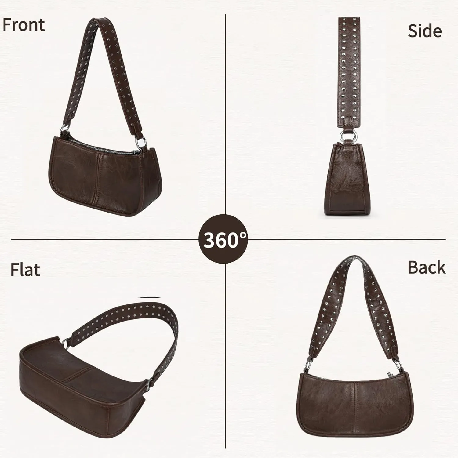 Shoulder Bag for Women Cute Trendy Purse 90s Y2k Bag Vegan Leather Handbags Crossbody Bag with 2 Removable Strap