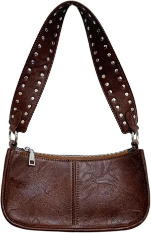 Shoulder Bag for Women Cute Trendy Purse 90s Y2k Bag Vegan Leather Handbags Crossbody Bag with 2 Removable Strap
