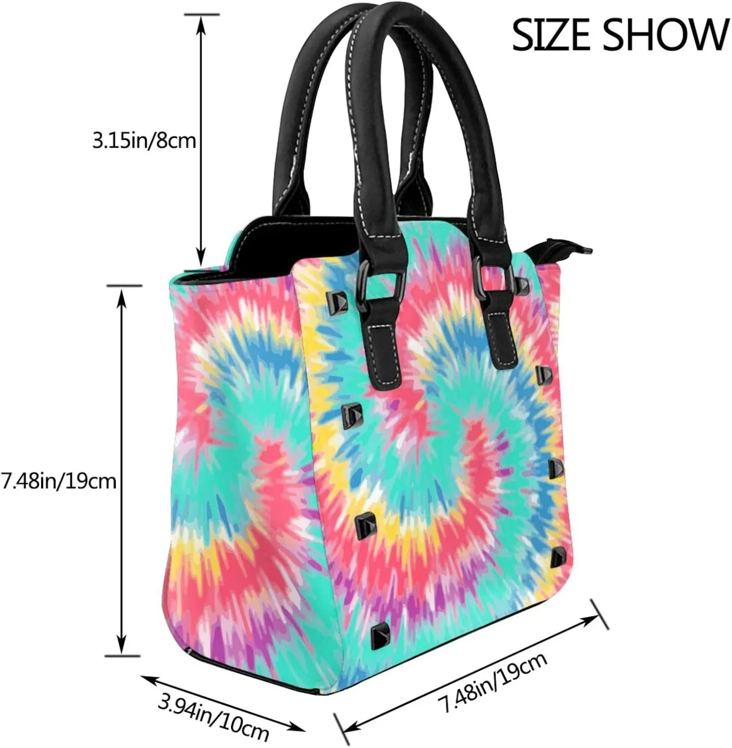 Shoulder Bag for Women Rivet Satchel Faux Leather Handbags Purse Crossbody Bags