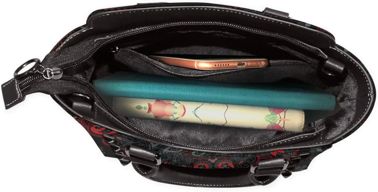 Shoulder Bag for Women Rivet Satchel Faux Leather Handbags Purse Crossbody Bags