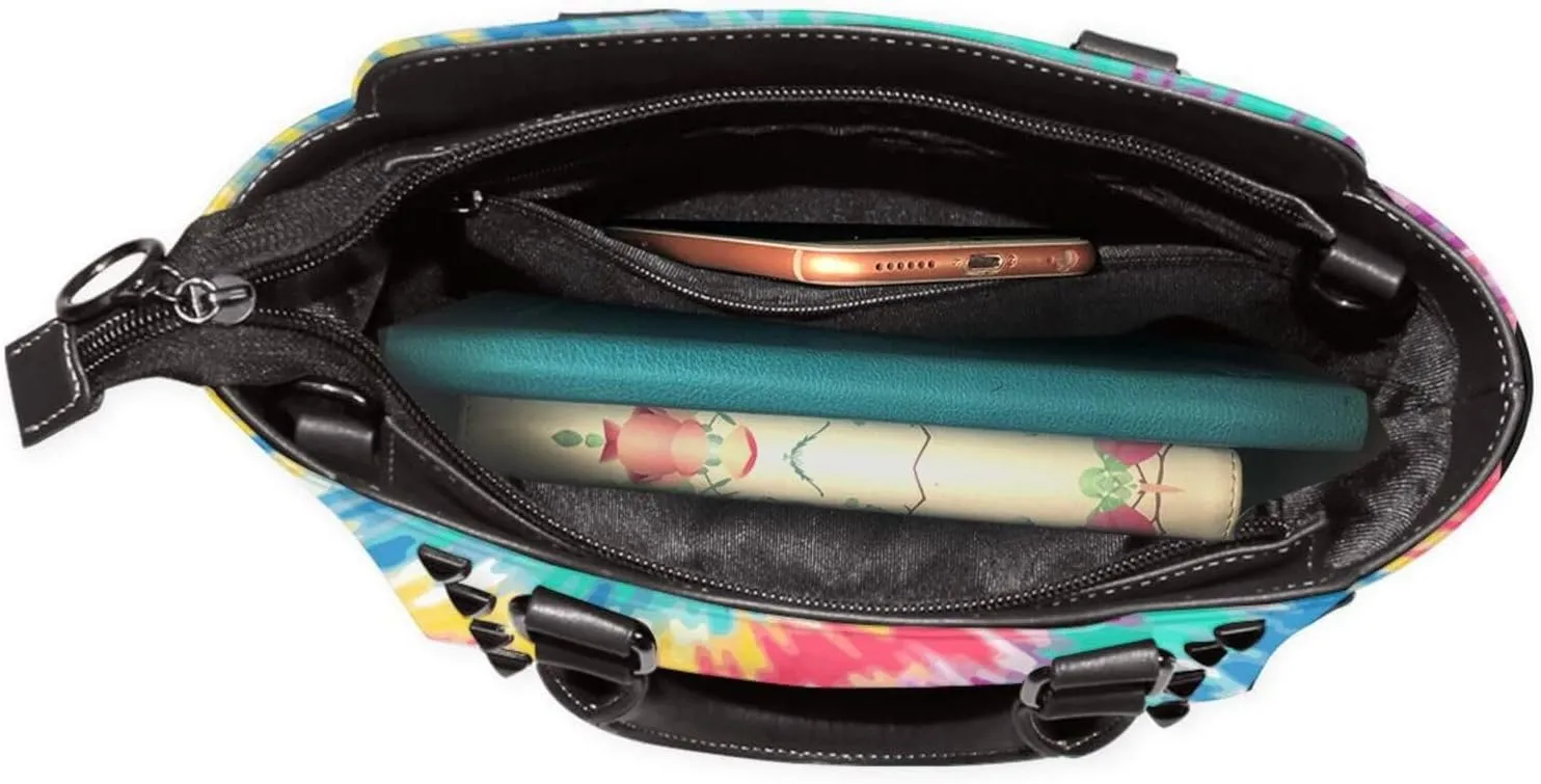 Shoulder Bag for Women Rivet Satchel Faux Leather Handbags Purse Crossbody Bags