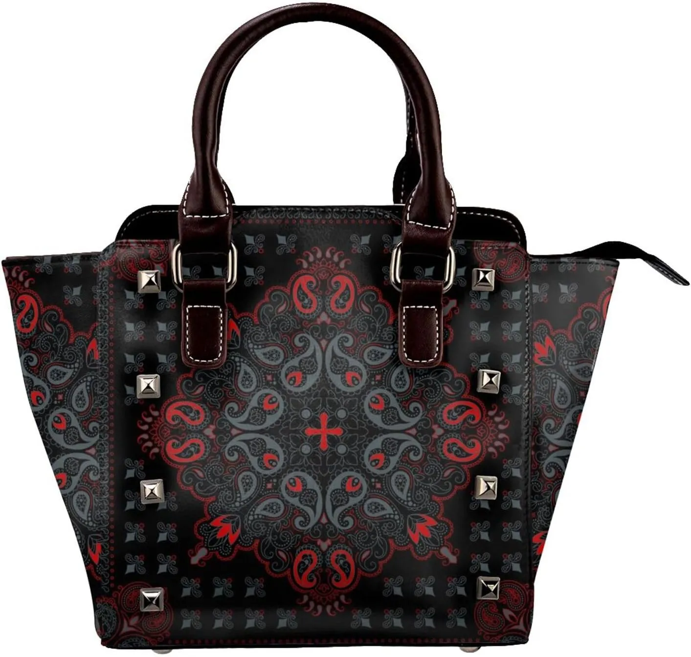 Shoulder Bag for Women Rivet Satchel Faux Leather Handbags Purse Crossbody Bags