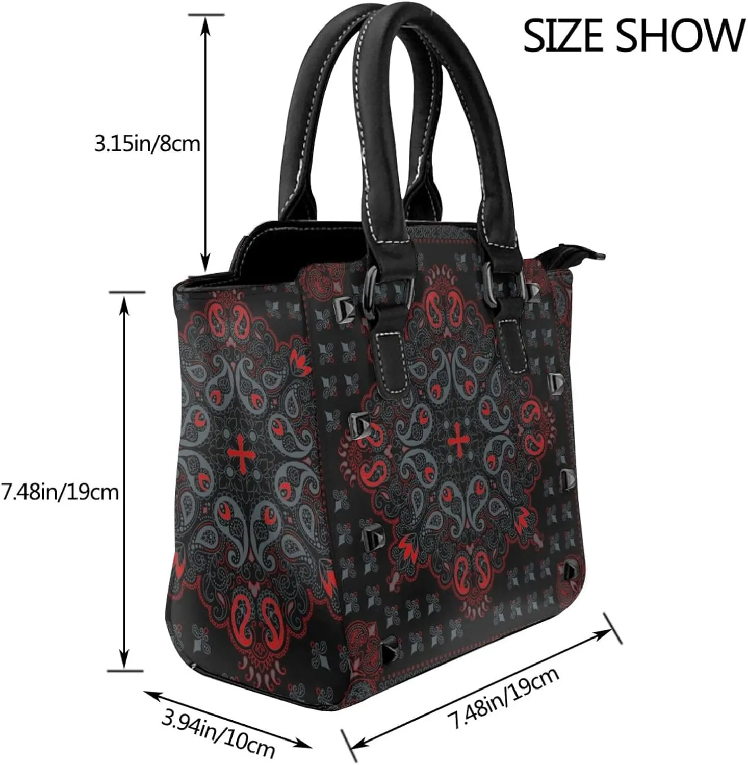 Shoulder Bag for Women Rivet Satchel Faux Leather Handbags Purse Crossbody Bags