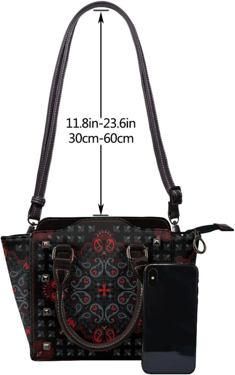 Shoulder Bag for Women Rivet Satchel Faux Leather Handbags Purse Crossbody Bags