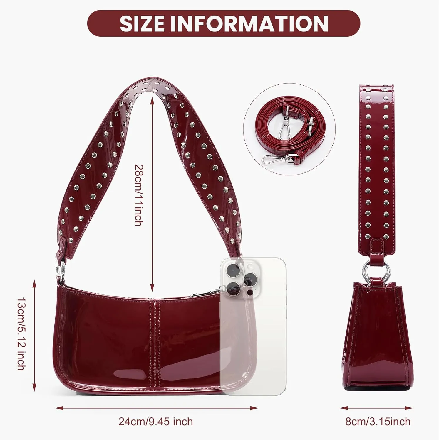 Shoulder Bags for Women Y2k Purse and Handbags Retro Studded Crossbody Bag Small Shoulder Purse Leather Hobo Handbag