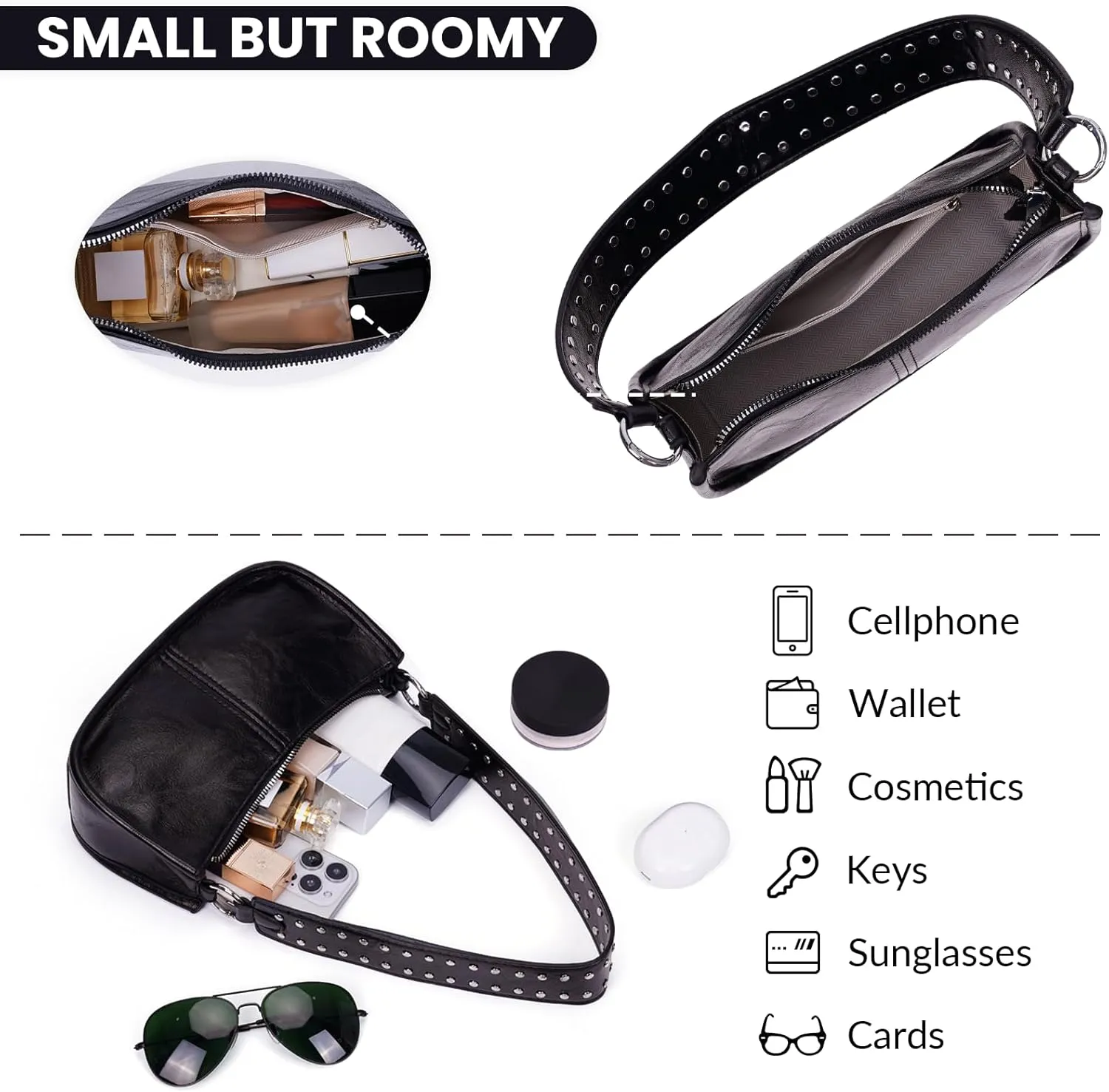 Shoulder Bags for Women Y2k Purse and Handbags Retro Studded Crossbody Bag Small Shoulder Purse Leather Hobo Handbag