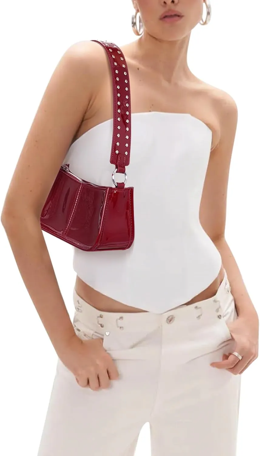 Shoulder Bags for Women Y2k Purse and Handbags Retro Studded Crossbody Bag Small Shoulder Purse Leather Hobo Handbag