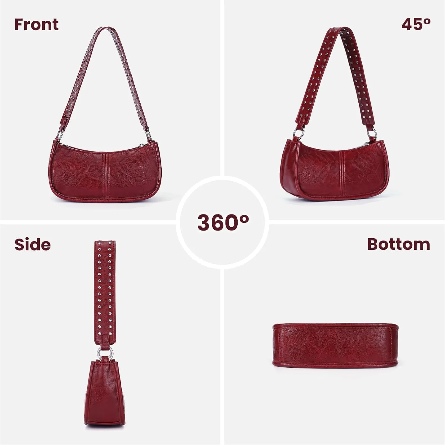 Shoulder Bags for Women Y2k Purse and Handbags Retro Studded Crossbody Bag Small Shoulder Purse Leather Hobo Handbag