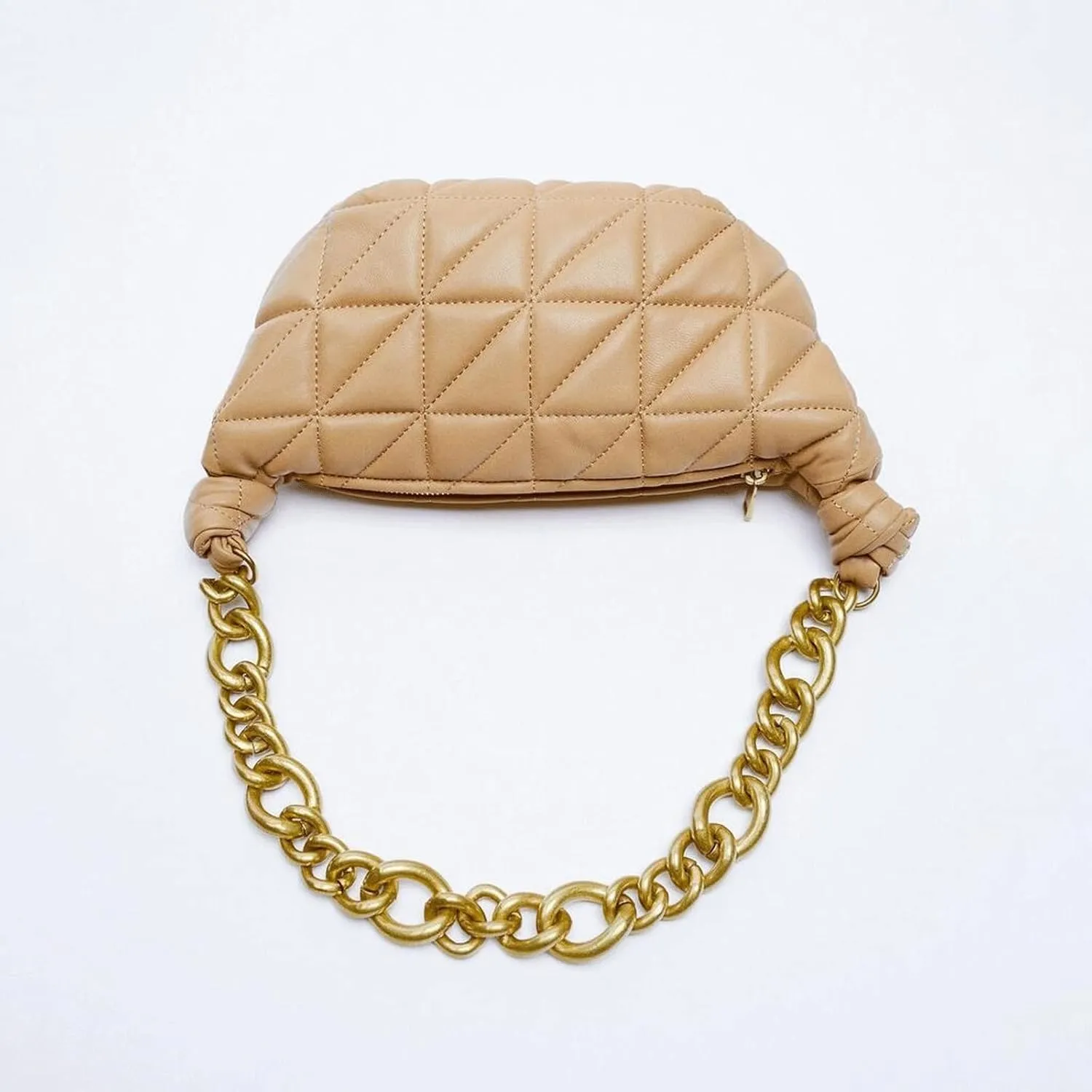 Shoulder Bags Lingge Underarm Bag, Wild Retro Thick Chain Bag, Candy Color Embroidered Thread Handbag, Simple Female Bag(Khaki)