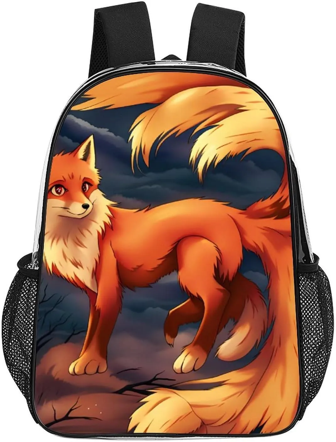 Shoulder Book Bags Anti-Theft Multipurpose Big Capacity Bookbag - Anime Fox Art Travel Hiking Backpack Transparent Bag