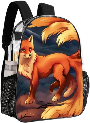 Shoulder Book Bags Anti-Theft Multipurpose Big Capacity Bookbag - Anime Fox Art Travel Hiking Backpack Transparent Bag