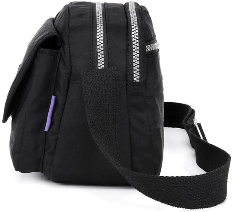 Shoulder Handbag Shopping Nylon Daily Women Bag Elegant Messenger Bags Mens Messenger Bags Leather (Black, One Size)