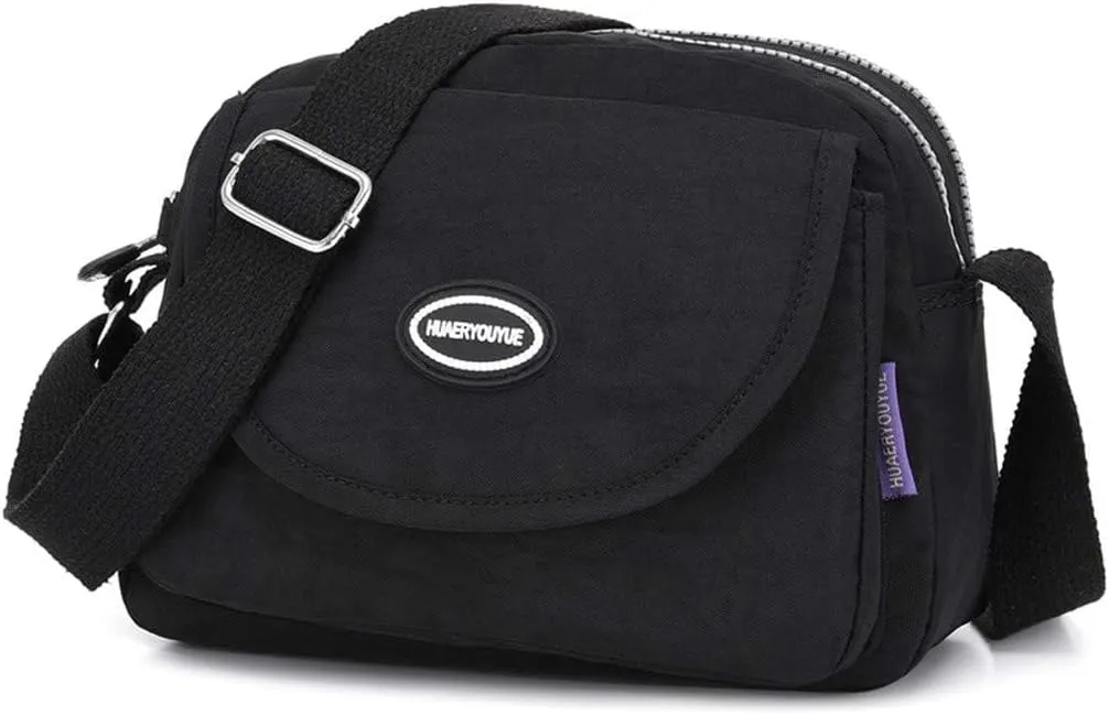 Shoulder Handbag Shopping Nylon Daily Women Bag Elegant Messenger Bags Mens Messenger Bags Leather (Black, One Size)