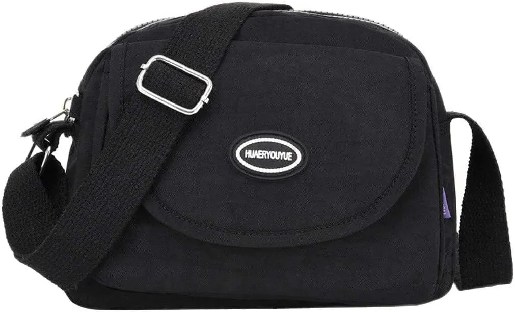 Shoulder Handbag Shopping Nylon Daily Women Bag Elegant Messenger Bags Mens Messenger Bags Leather (Black, One Size)