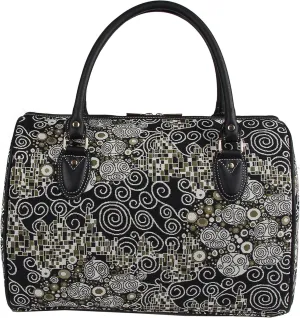 Signare Tapestry Duffle Bag Overnight Bags Weekend Bag for Women with Black & White Gustav Klimt Travel Design (TRAV-KISS)
