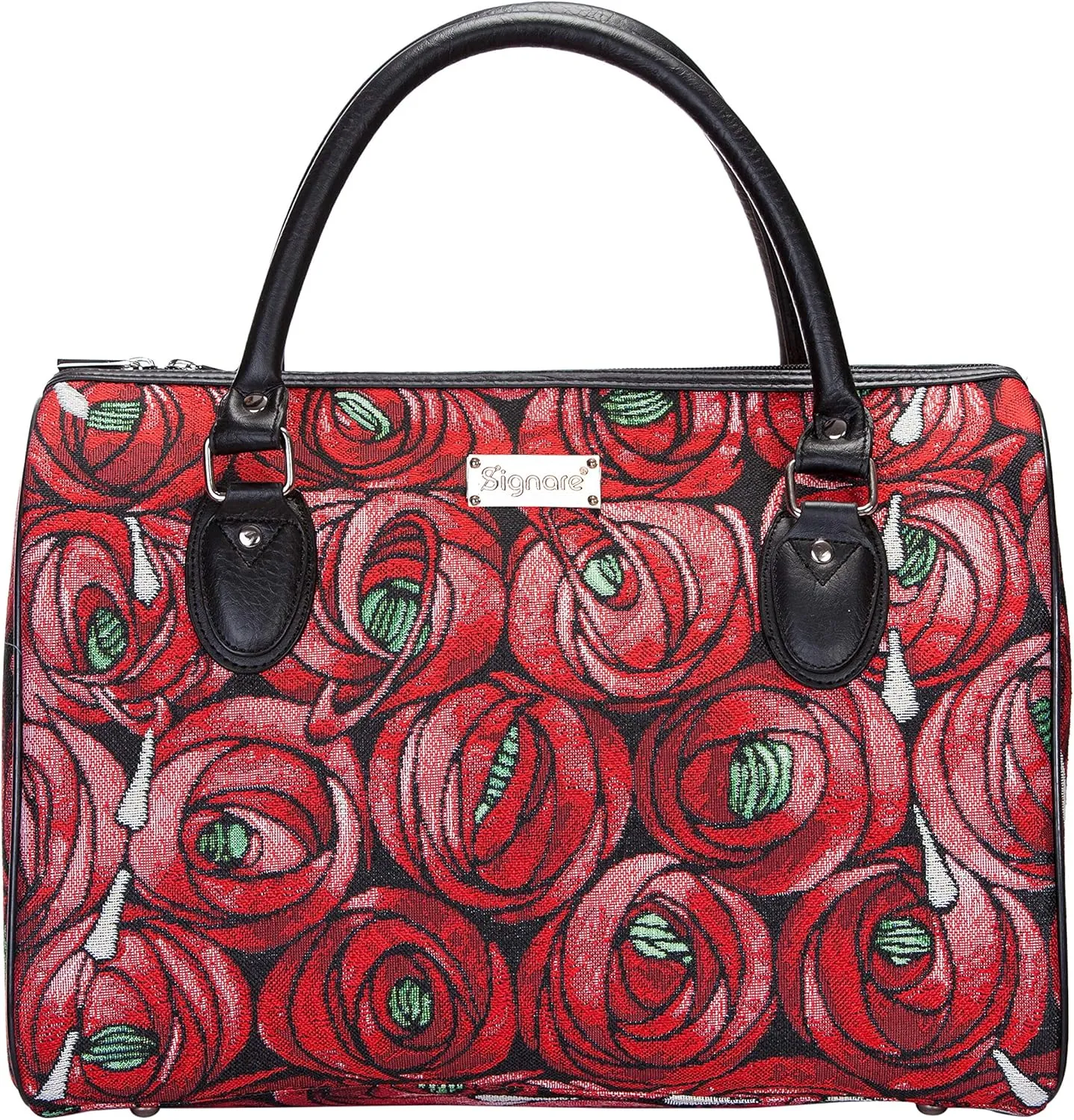 Signare Tapestry Duffle Bag Overnight Bags Weekend Bag for Women with Charles Rennie Mackintosh Rose and Teardrop Art Nouveau Design (TRAV-RMTD)