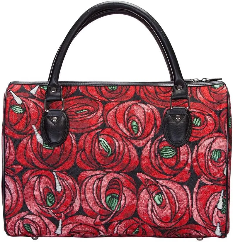 Signare Tapestry Duffle Bag Overnight Bags Weekend Bag for Women with Charles Rennie Mackintosh Rose and Teardrop Art Nouveau Design (TRAV-RMTD)