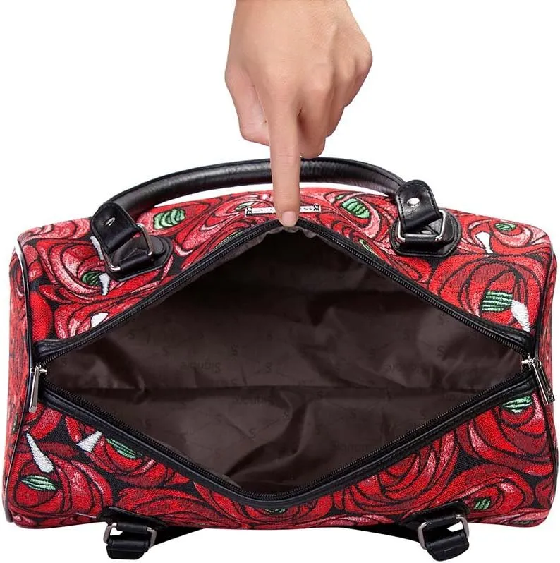 Signare Tapestry Duffle Bag Overnight Bags Weekend Bag for Women with Charles Rennie Mackintosh Rose and Teardrop Art Nouveau Design (TRAV-RMTD)