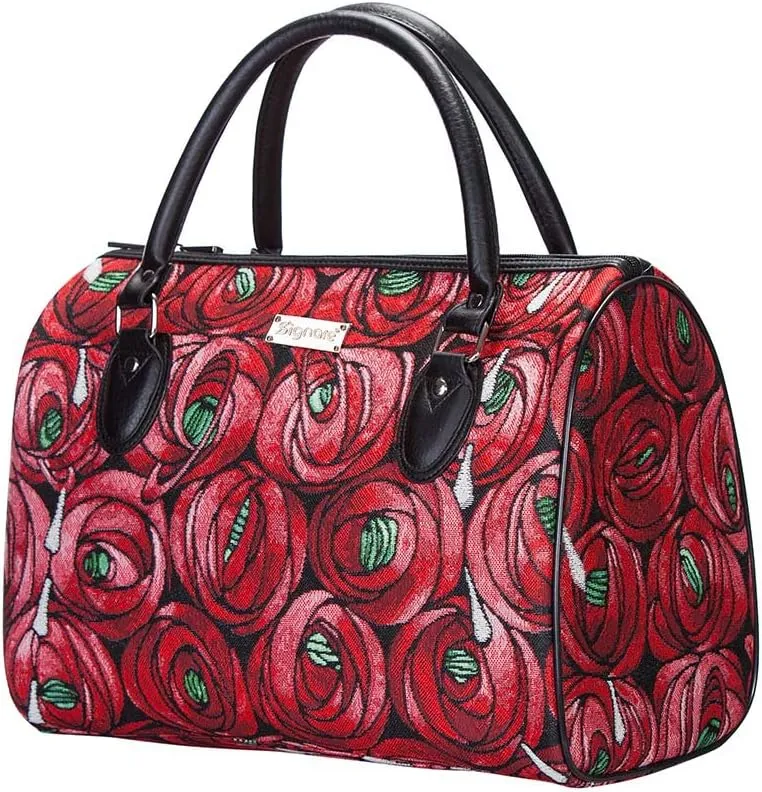 Signare Tapestry Duffle Bag Overnight Bags Weekend Bag for Women with Charles Rennie Mackintosh Rose and Teardrop Art Nouveau Design (TRAV-RMTD)