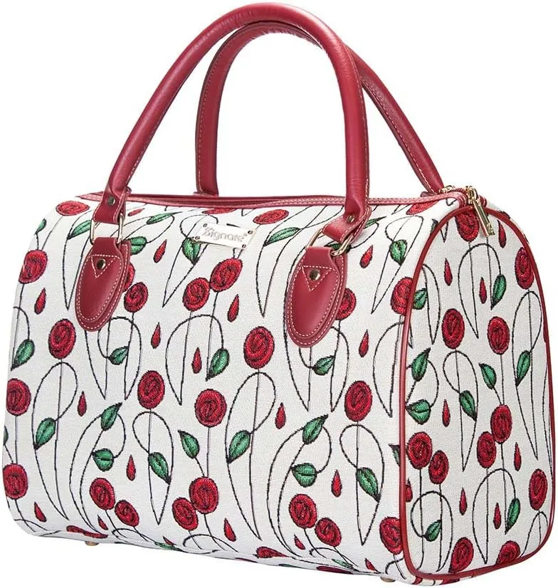 Signare Tapestry Duffle Bag Overnight Bags Weekend Bag for Women with Charles Rennie Mackintosh Simple Rose and Nouveau (TRAV-RMSP)