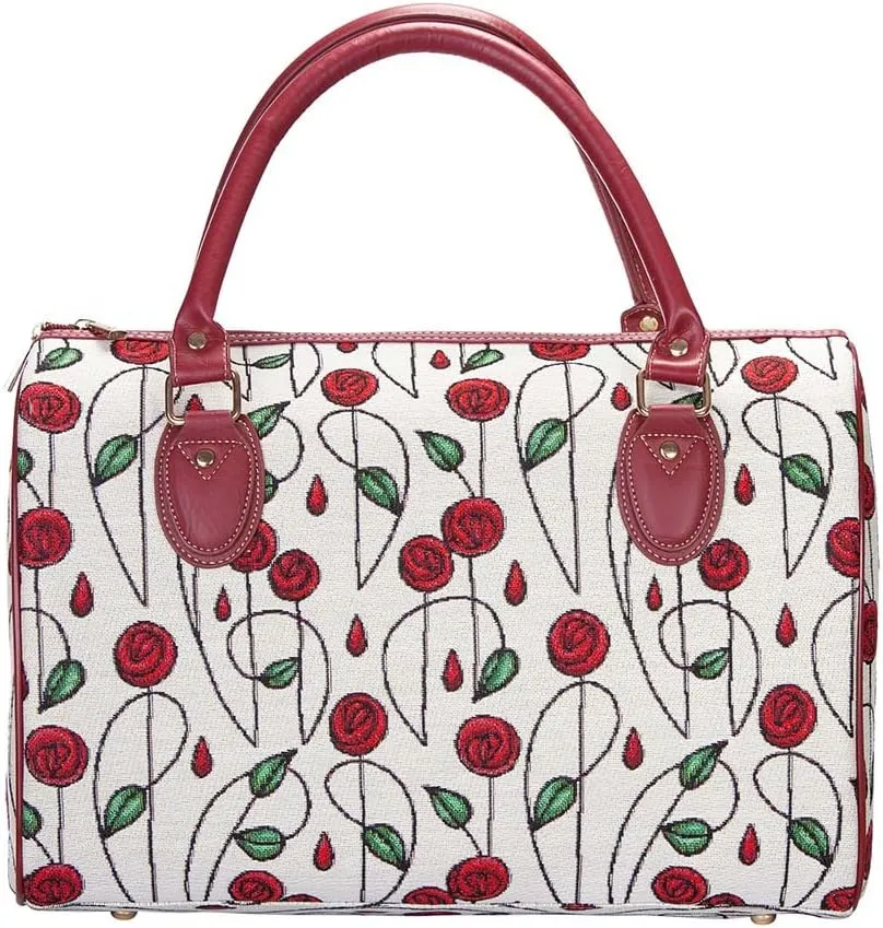 Signare Tapestry Duffle Bag Overnight Bags Weekend Bag for Women with Charles Rennie Mackintosh Simple Rose and Nouveau (TRAV-RMSP)