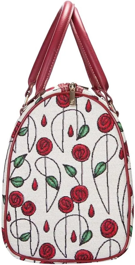 Signare Tapestry Duffle Bag Overnight Bags Weekend Bag for Women with Charles Rennie Mackintosh Simple Rose and Nouveau (TRAV-RMSP)
