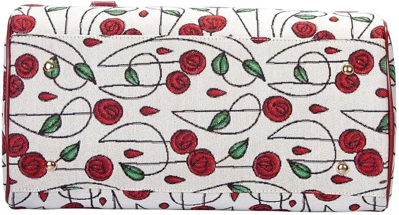 Signare Tapestry Duffle Bag Overnight Bags Weekend Bag for Women with Charles Rennie Mackintosh Simple Rose and Nouveau (TRAV-RMSP)