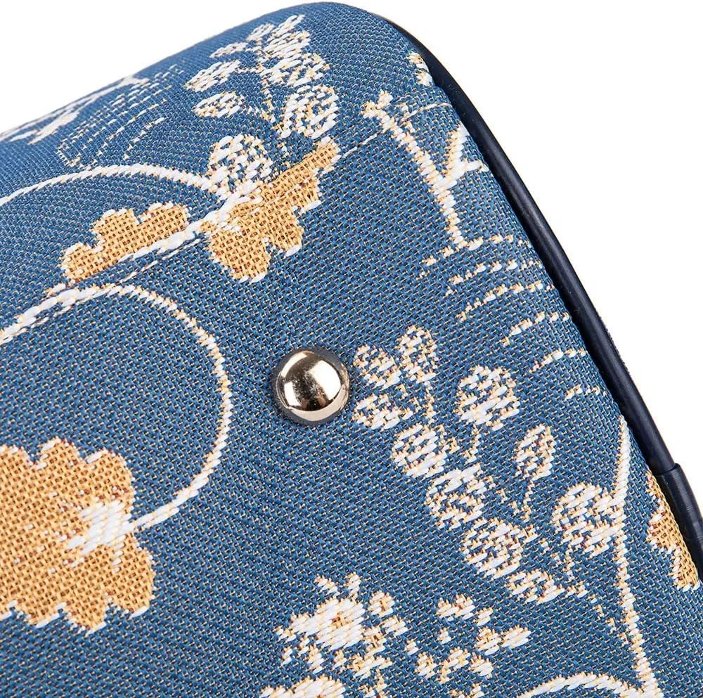 Signare Tapestry Duffle Bag Overnight Bags Weekend Bag for Women with Jane Austen Blue Design (TRAV-AUST)