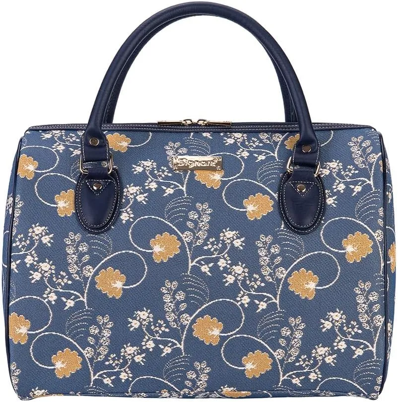 Signare Tapestry Duffle Bag Overnight Bags Weekend Bag for Women with Jane Austen Blue Design (TRAV-AUST)