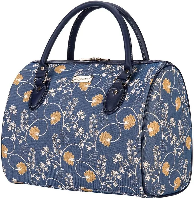Signare Tapestry Duffle Bag Overnight Bags Weekend Bag for Women with Jane Austen Blue Design (TRAV-AUST)